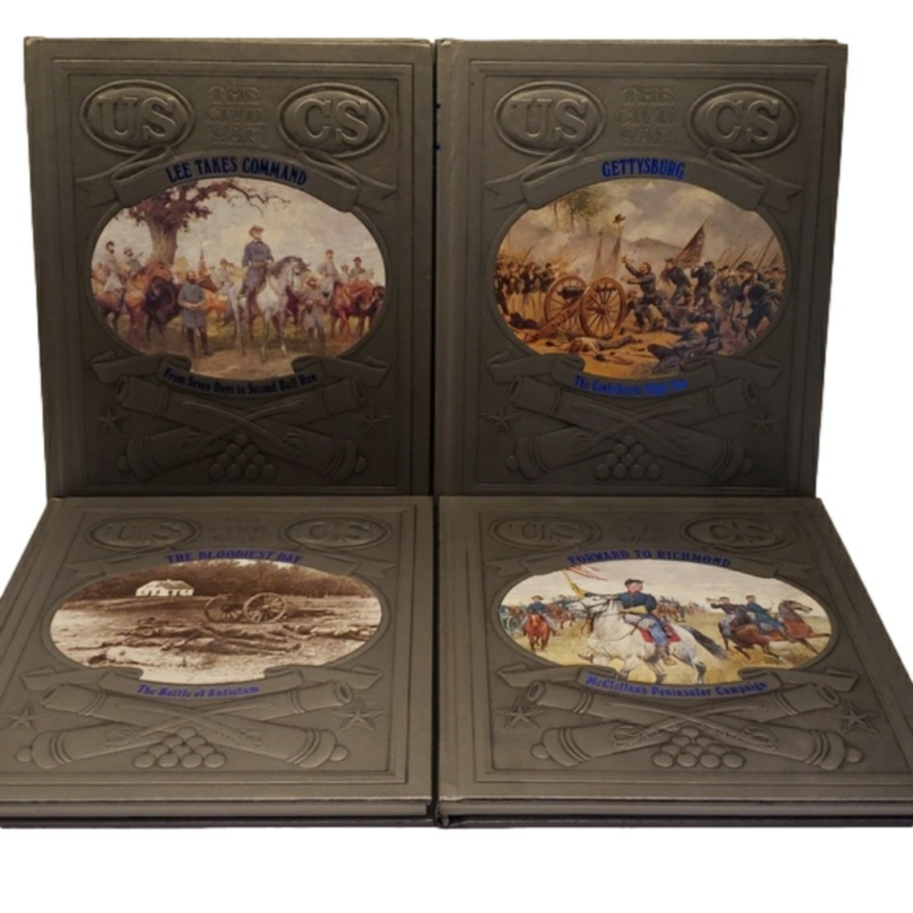 SET of 4 Time Life Books - The Civil War Collection Embossed Grey Books